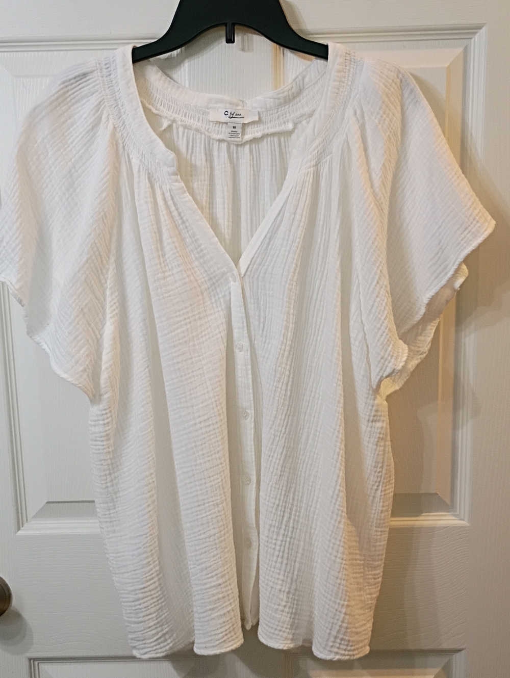 C by one White Button-Front Gauze Top